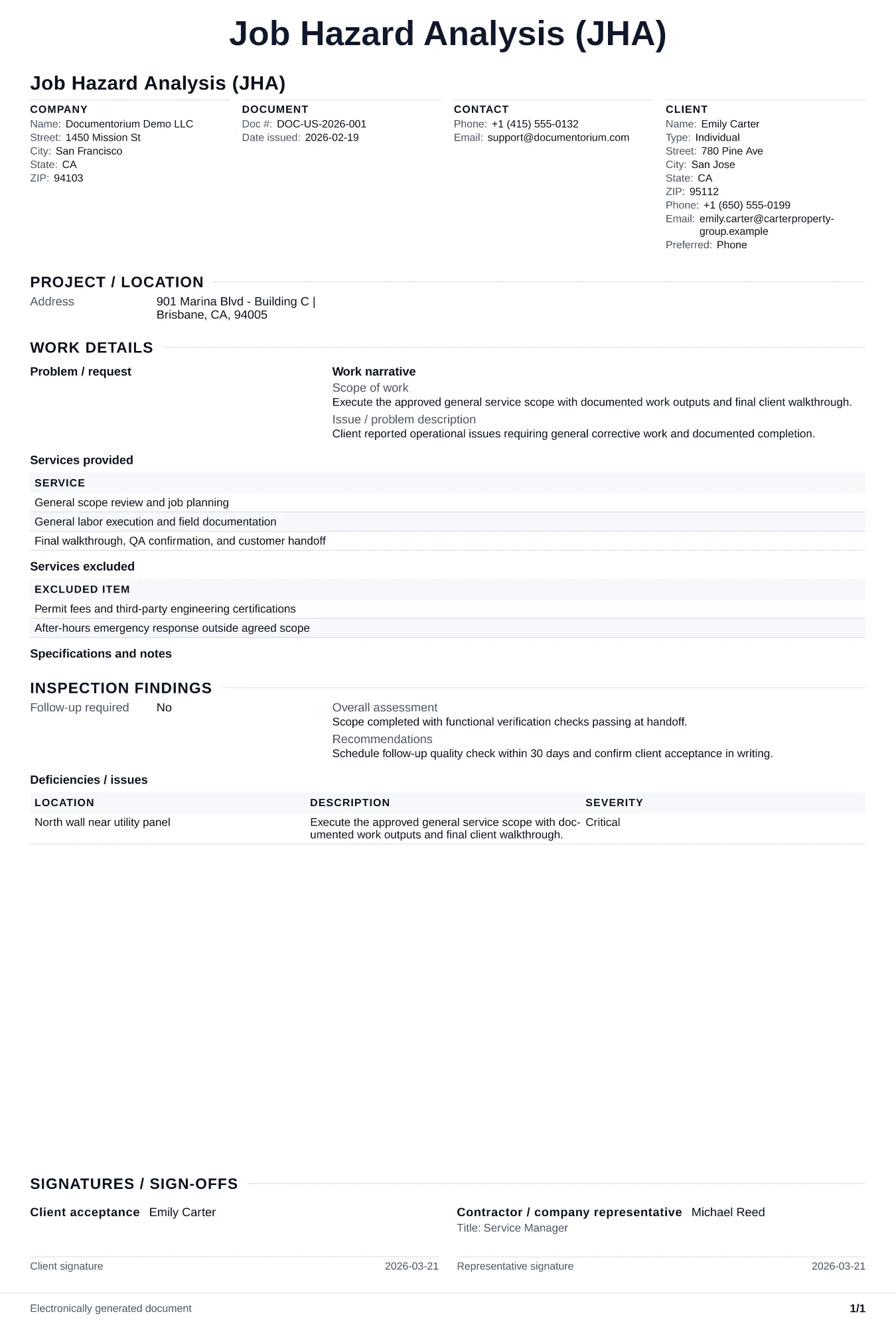 Preview of Job Hazard Analysis (JHA)