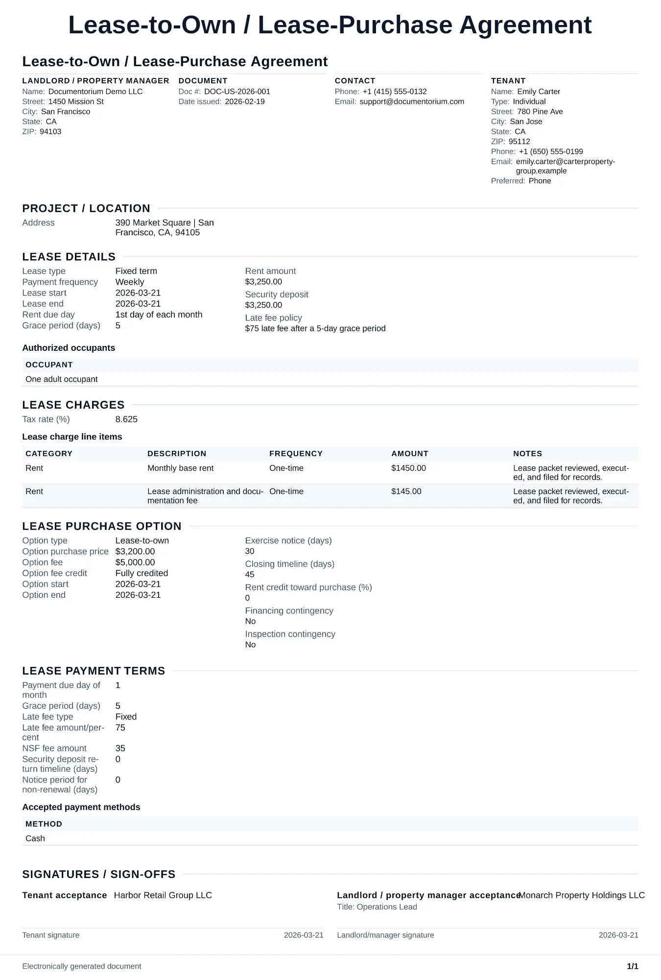 Preview of Lease-to-Own / Lease-Purchase Agreement