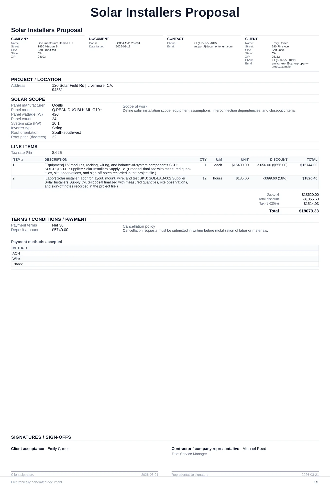 Solar Installers Proposal